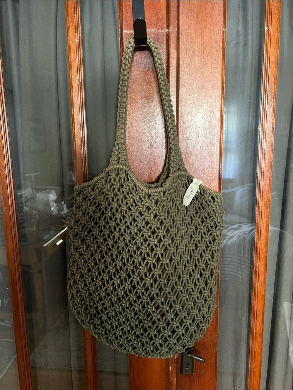 The Beach People Handwoven Olive Green Crochet Tote Bag